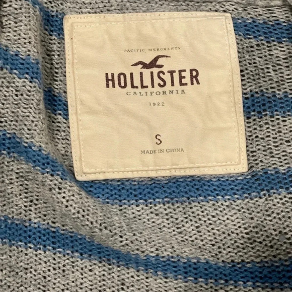 Hollister Blue and Grey Striped Open Front Cardigan Small - Picture 4 of 5